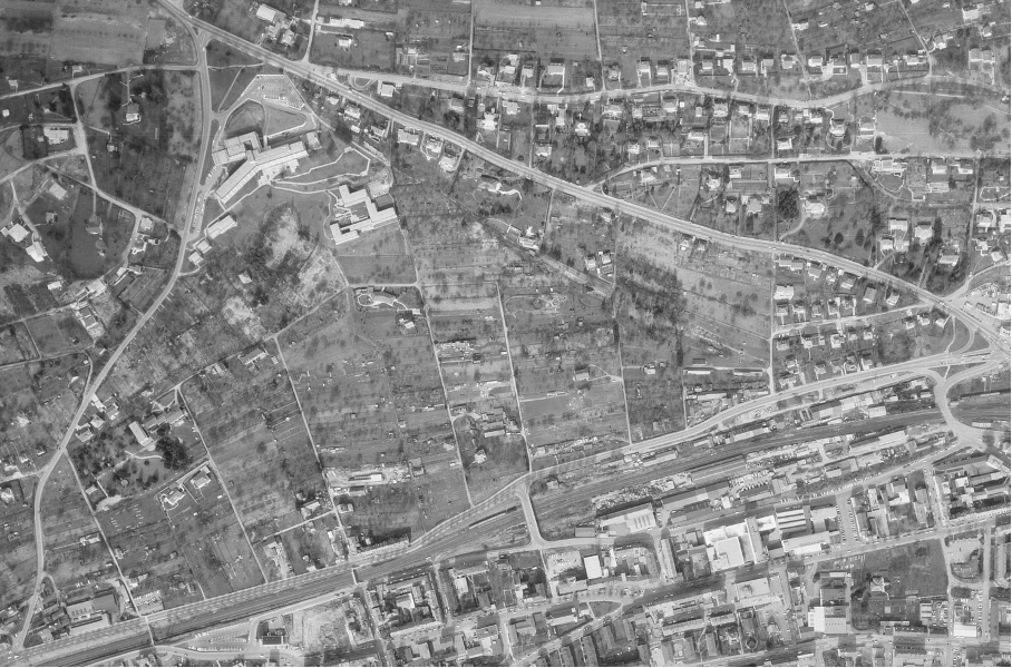 Maihälden Luftbild 1968 - Luftaufnahme mit charakteristischer Landschaft und Bebauung